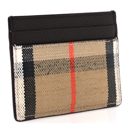 Burberry Grained Calfskin Jacquard Woven Vintage Check Highlands Card Case Sand 3 of 8
