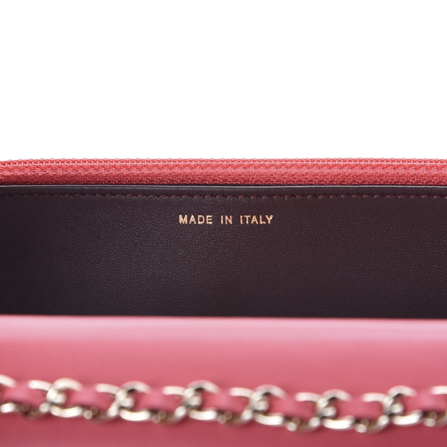 Lambskin Quilted Trendy CC Wallet On Chain WOC Bright Pink