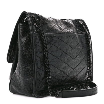 Saint Laurent Crinkled Calfskin Matelasse Monogram Medium Niki Chain Satchel Black 3 of 11