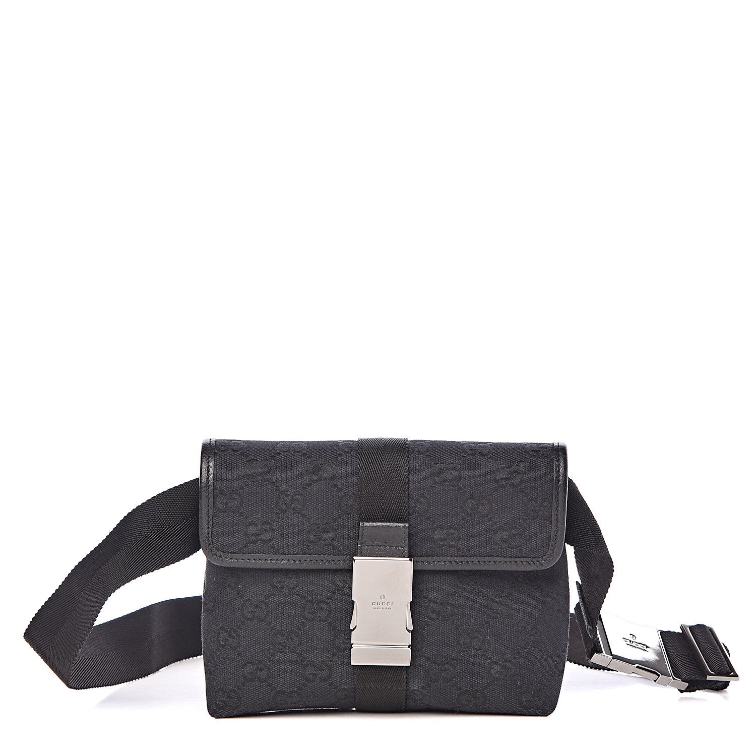 Gucci GG Monogram Web Buckle Belt Bag Black 1 of 12