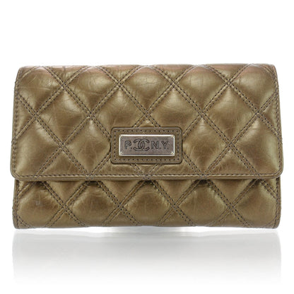 Chanel Aged Calfskin Paris New York PNY Flap Wallet Dark Gold 1 of 8