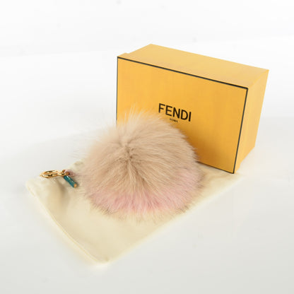 Fendi Fox Fur Pom Pom Bag Charm Beige Light Pink Camel 7 of 7