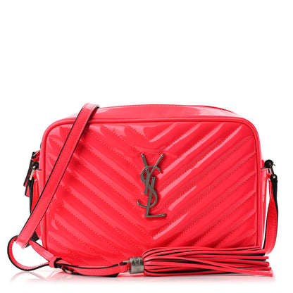 Saint Laurent Patent Calfskin Matelasse Monogram Lou Camera Bag Neon Pink 1 of 12