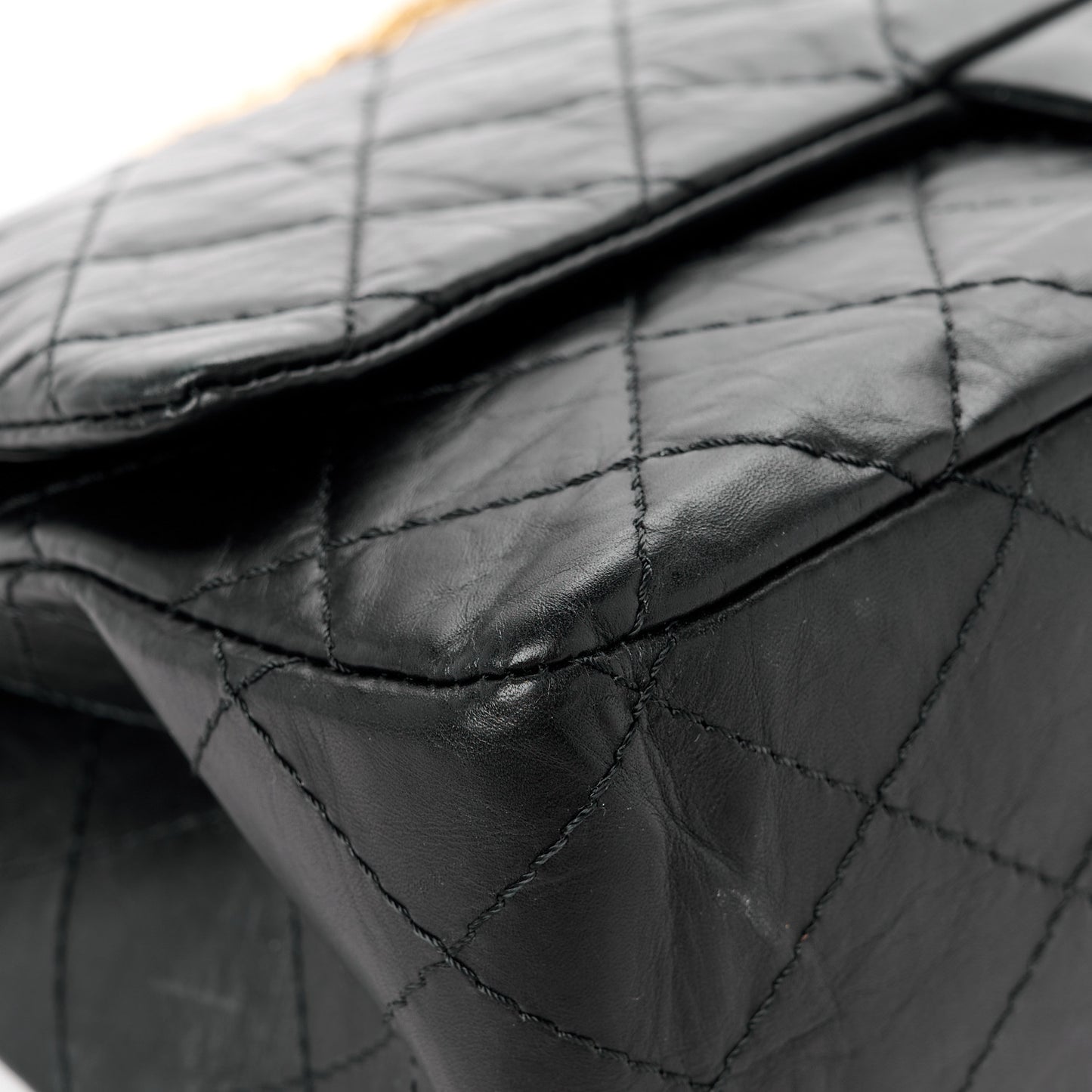 Aged Calfskin Quilted 2.55 Reissue 227 Flap Black