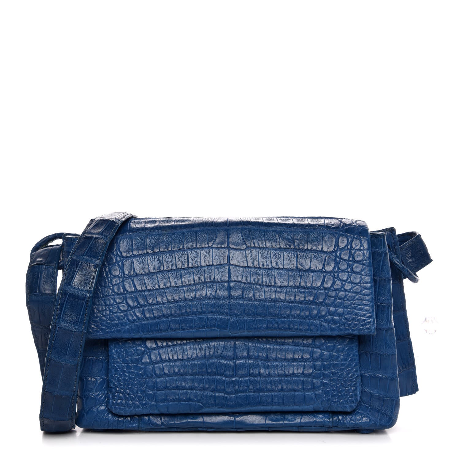 Nancy Gonzalez Crocodile Front Flap Shoulder Bag Blue 1 of 11