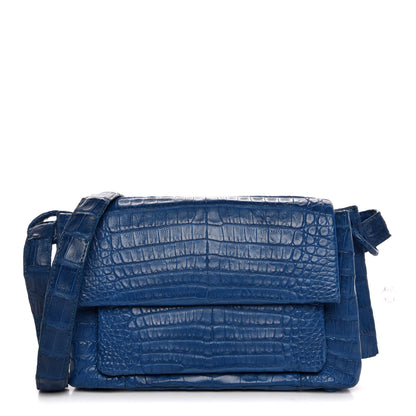 Nancy Gonzalez Crocodile Front Flap Shoulder Bag Blue 1 of 11