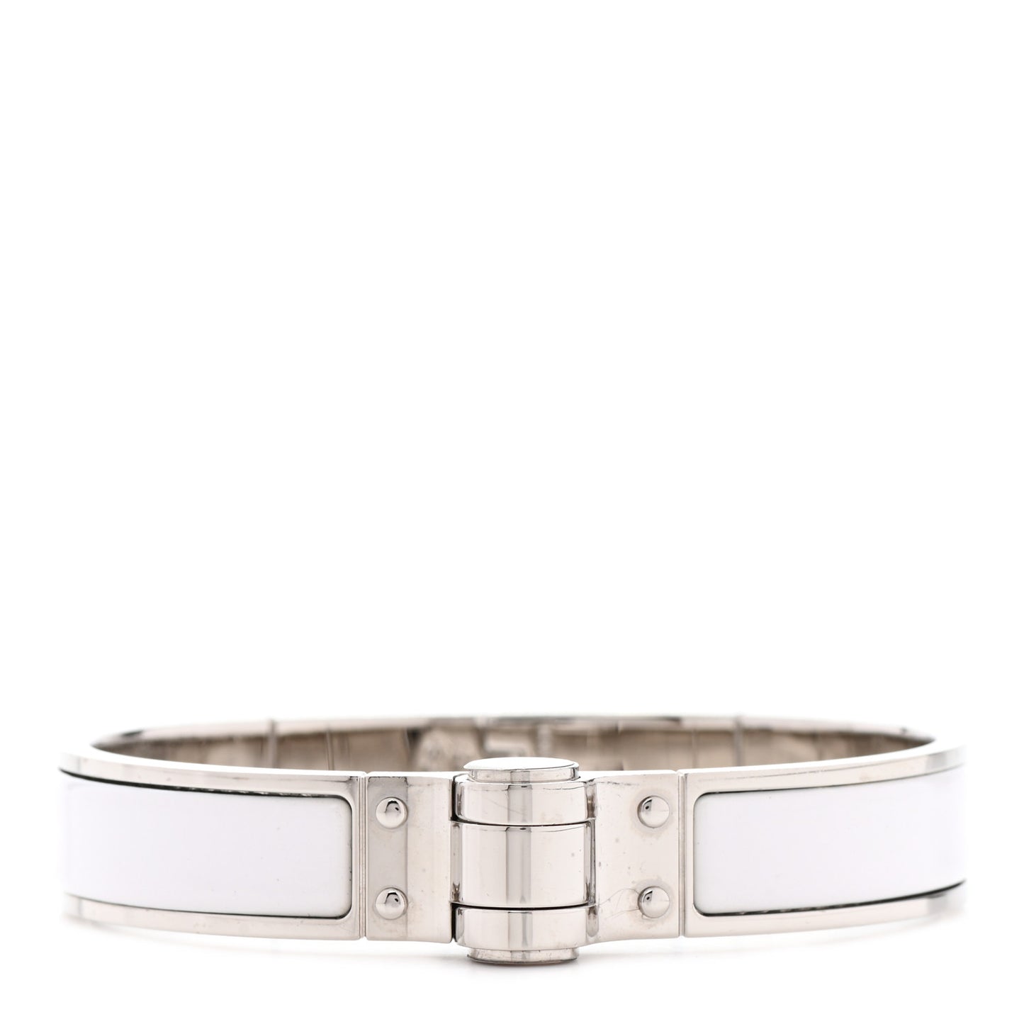 Enamel Charniere Uni Narrow Hinged Bracelet S White