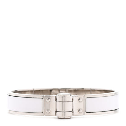 Hermes Enamel Charniere Uni Narrow Hinged Bracelet S White 1 of 6