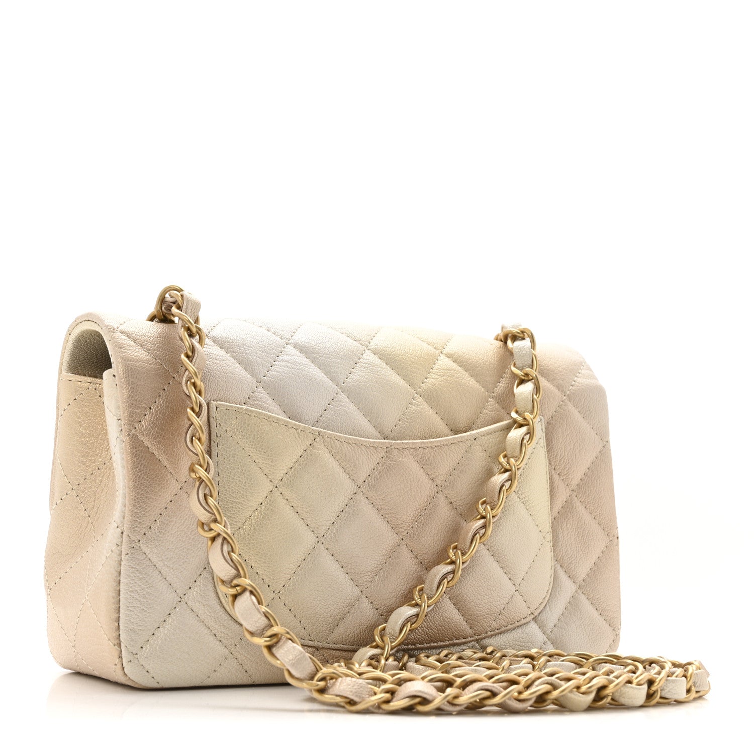 Chanel Metallic Goatskin Quilted Mini Rectangular Flap Gold 3 of 12