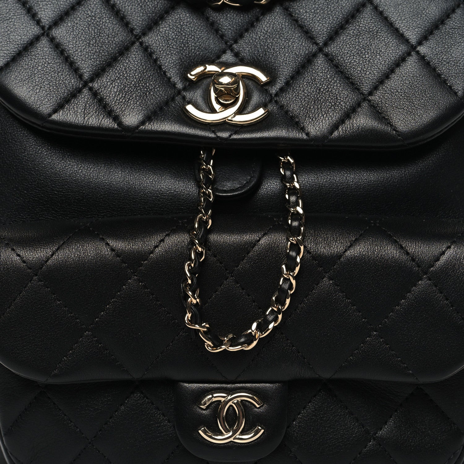 Chanel Lambskin Quilted Large Duma Drawstring Backpack Black 8 of 11