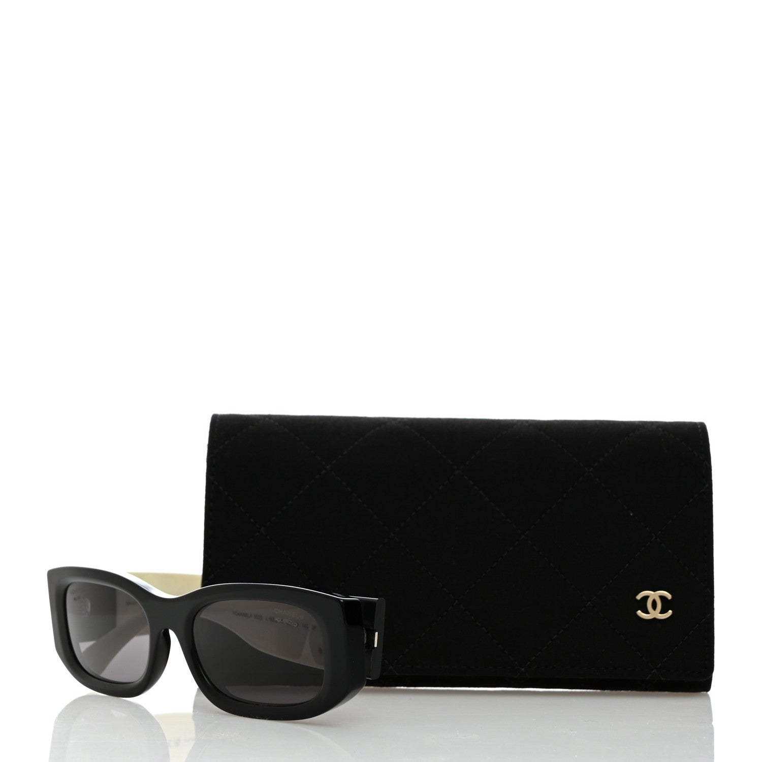 Chanel Acetate Rectangle Sunglasses 5525 Black White 8 of 8