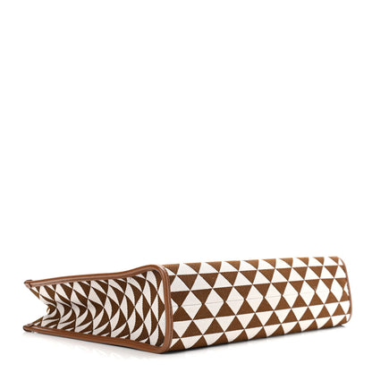 Prada Jacquard Saffiano Triangolo Symbole Embroidered Large Tote Tobacco Talco 4 of 10