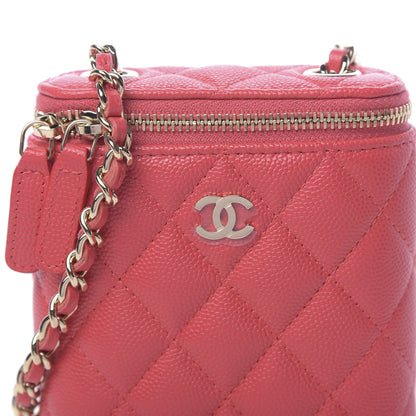 Chanel Caviar Quilted Small Vertical Coco Beauty Vanity Case With Chain Red 10 of 10