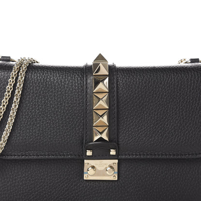 Valentino Garavani Pebbled Calfskin Medium Glam Lock Rockstud Flap Black 11 of 11
