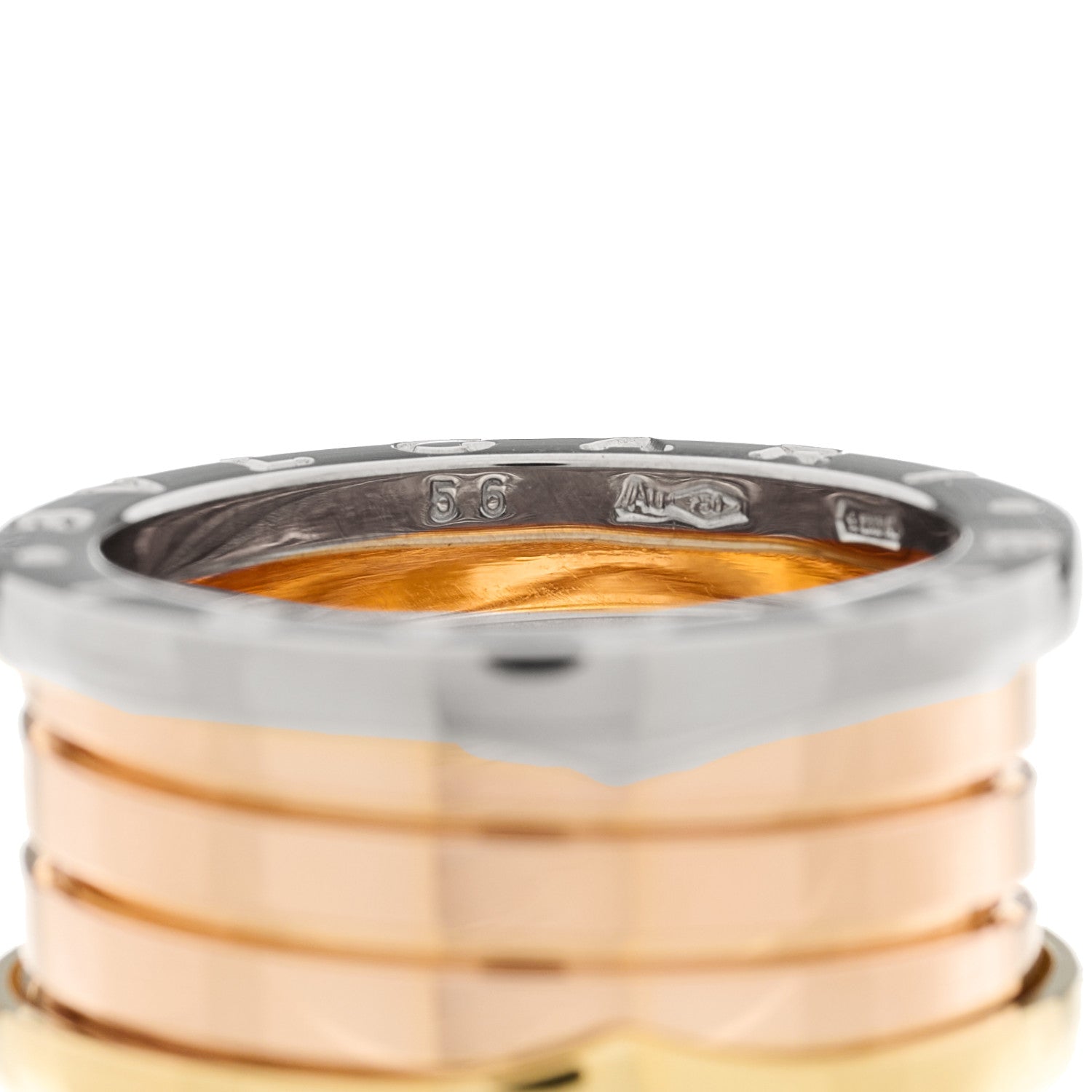 Bulgari 18K Rose White Yellow Gold B.Zero1 Four-Band Ring 55 7.25 6 of 7