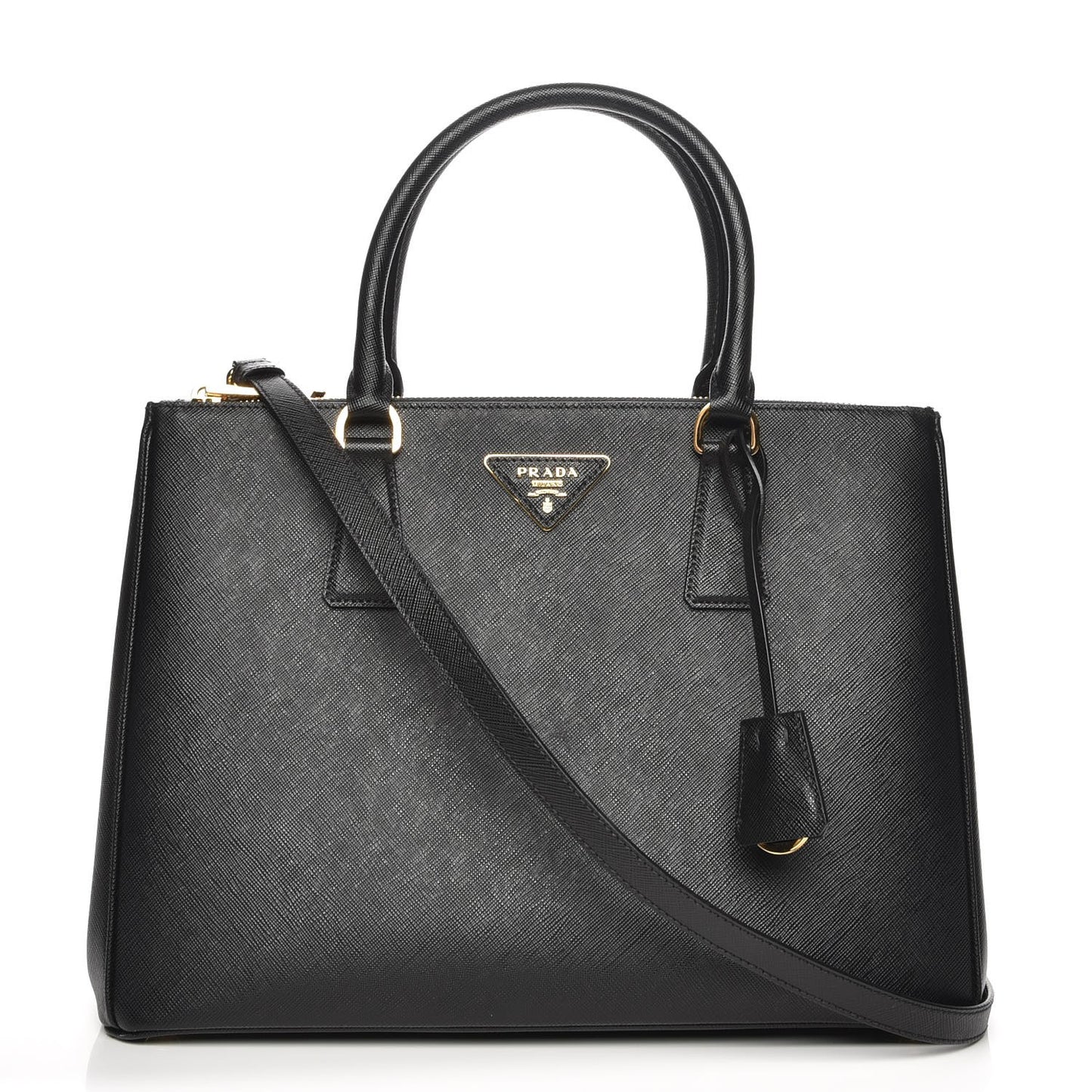 Saffiano Medium Galleria Double Zip Tote Black