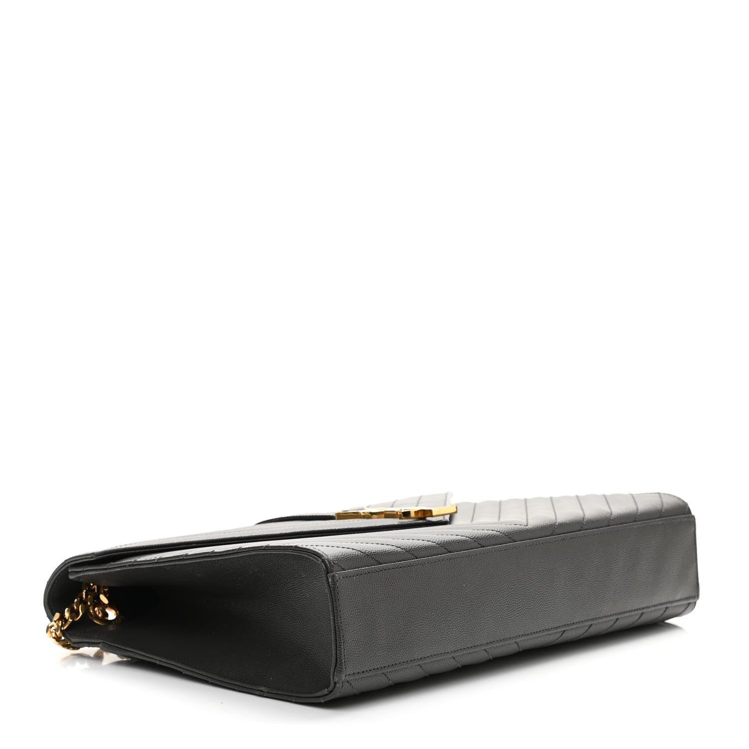 Saint Laurent Grain De Poudre Matelasse Chevron Large Monogram Satchel Storm 3 of 8