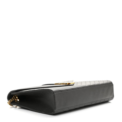 Saint Laurent Grain De Poudre Matelasse Chevron Large Monogram Satchel Storm 3 of 8