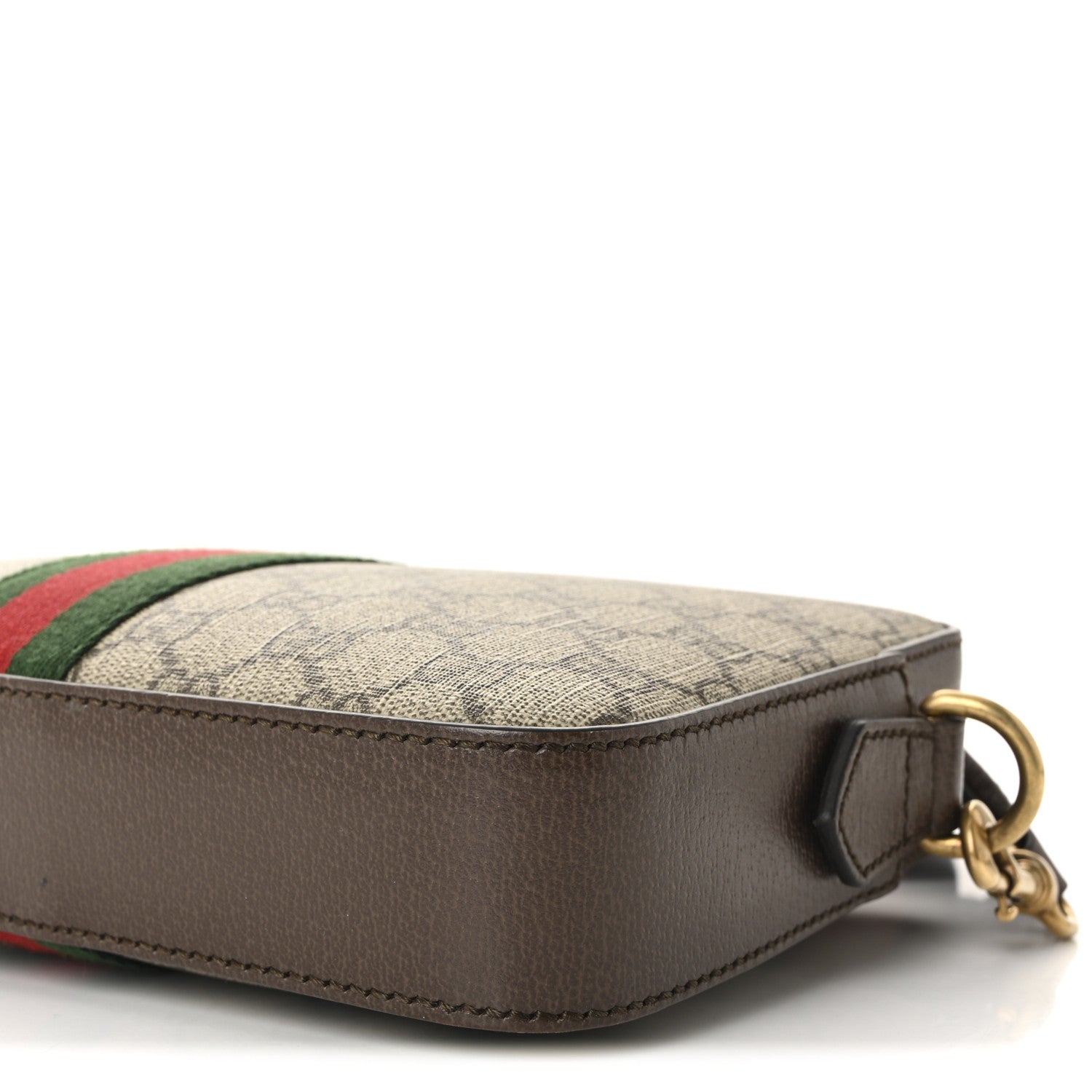 Gucci GG Supreme Monogram Textured Dollar Calfskin Web Ophidia Wristlet Shoulder Bag Beige Ebony New Acero 10 of 10