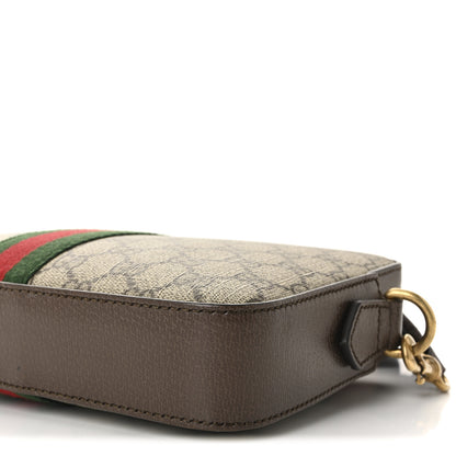 Gucci GG Supreme Monogram Textured Dollar Calfskin Web Ophidia Wristlet Shoulder Bag Beige Ebony New Acero 10 of 10