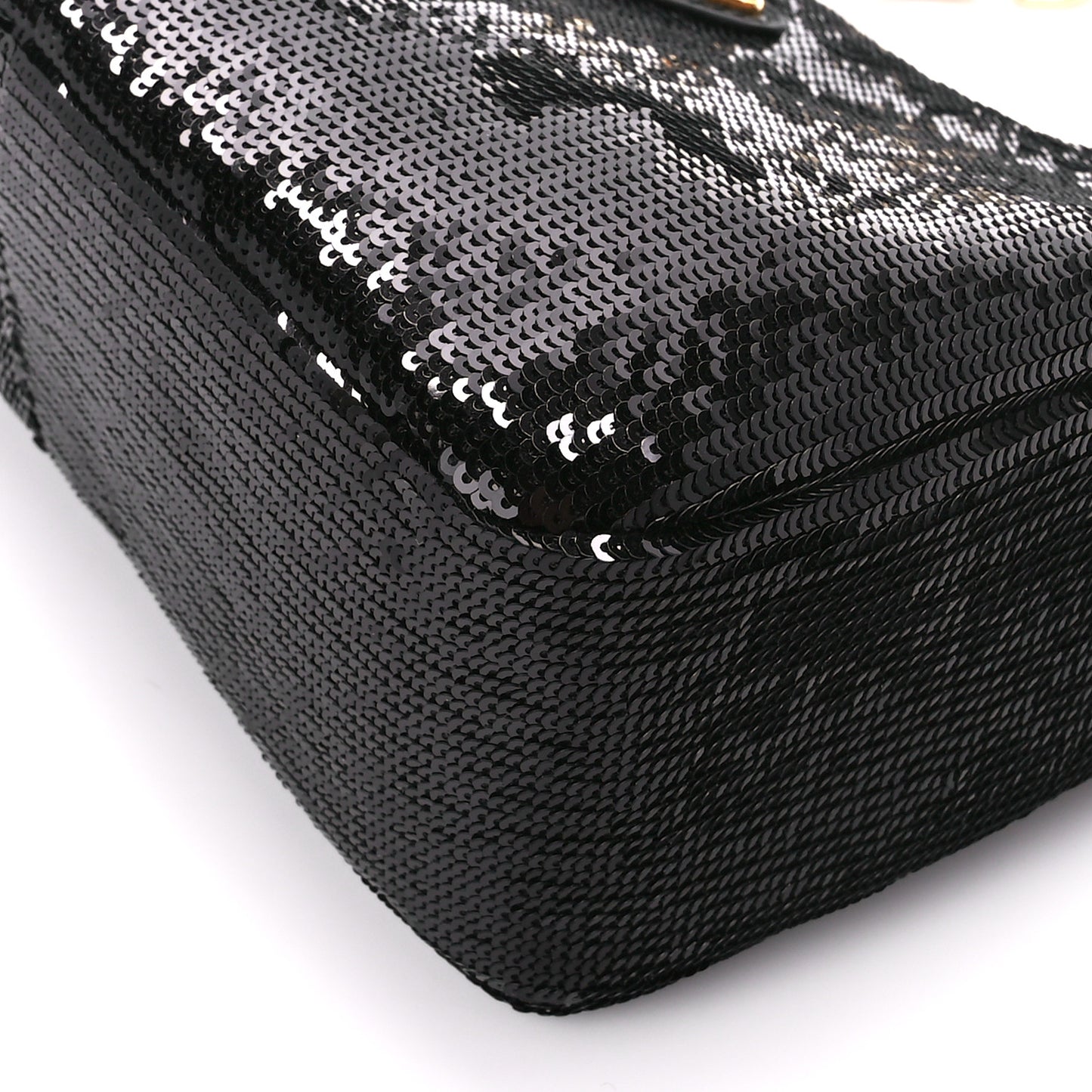 Sequin Mini Re-Edition 2000 Shoulder Bag Black