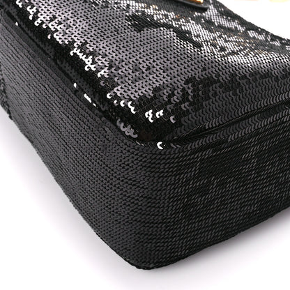 Prada Sequin Mini Re-Edition 2000 Shoulder Bag Black 10 of 10