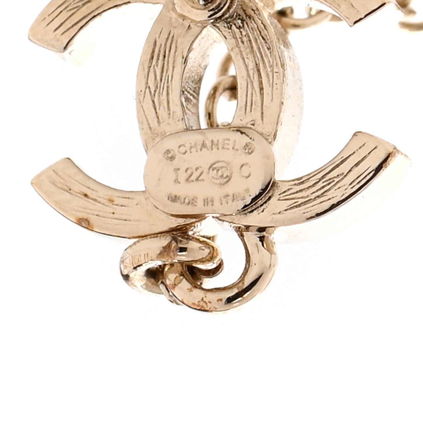 Metal Crystal CC Chain Cuff Earrings Gold