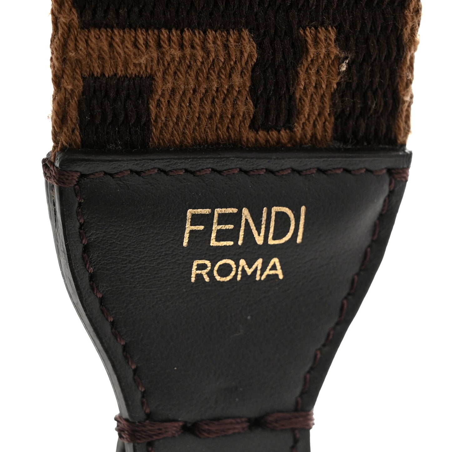 Ribbon Vitello Century FF 1974 Flat Studded Strap You Fango Marrone Ebano