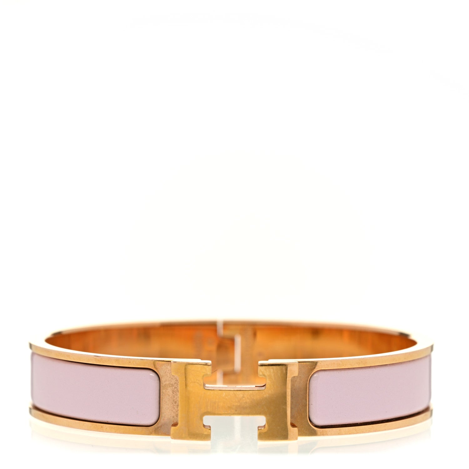Hermes Enamel Narrow Clic Clac H Bracelet GM Rose Dragee 1 of 4