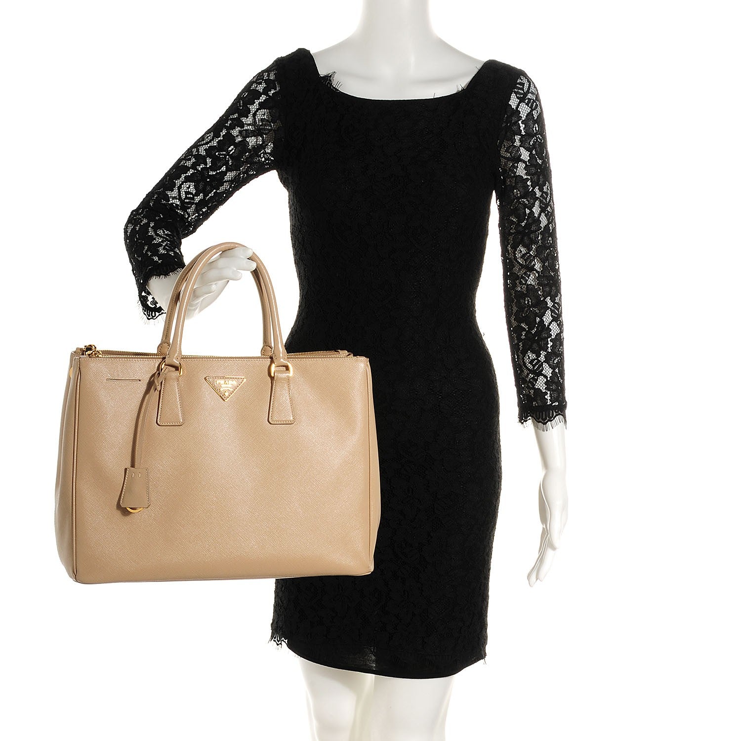 Prada Saffiano Lux Large Double Zip Tote Sabbia 2 of 9