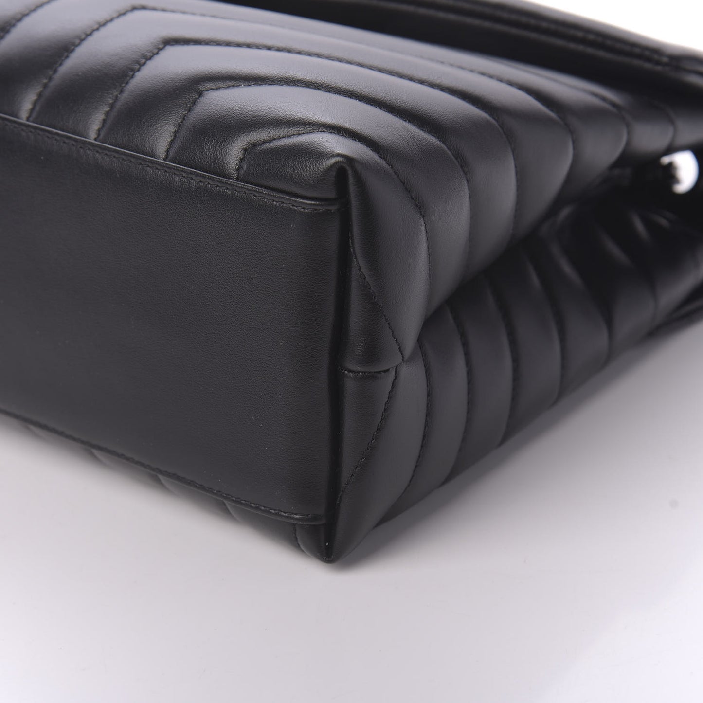 Calfskin Y Quilted Monogram Medium Loulou Chain Satchel Black