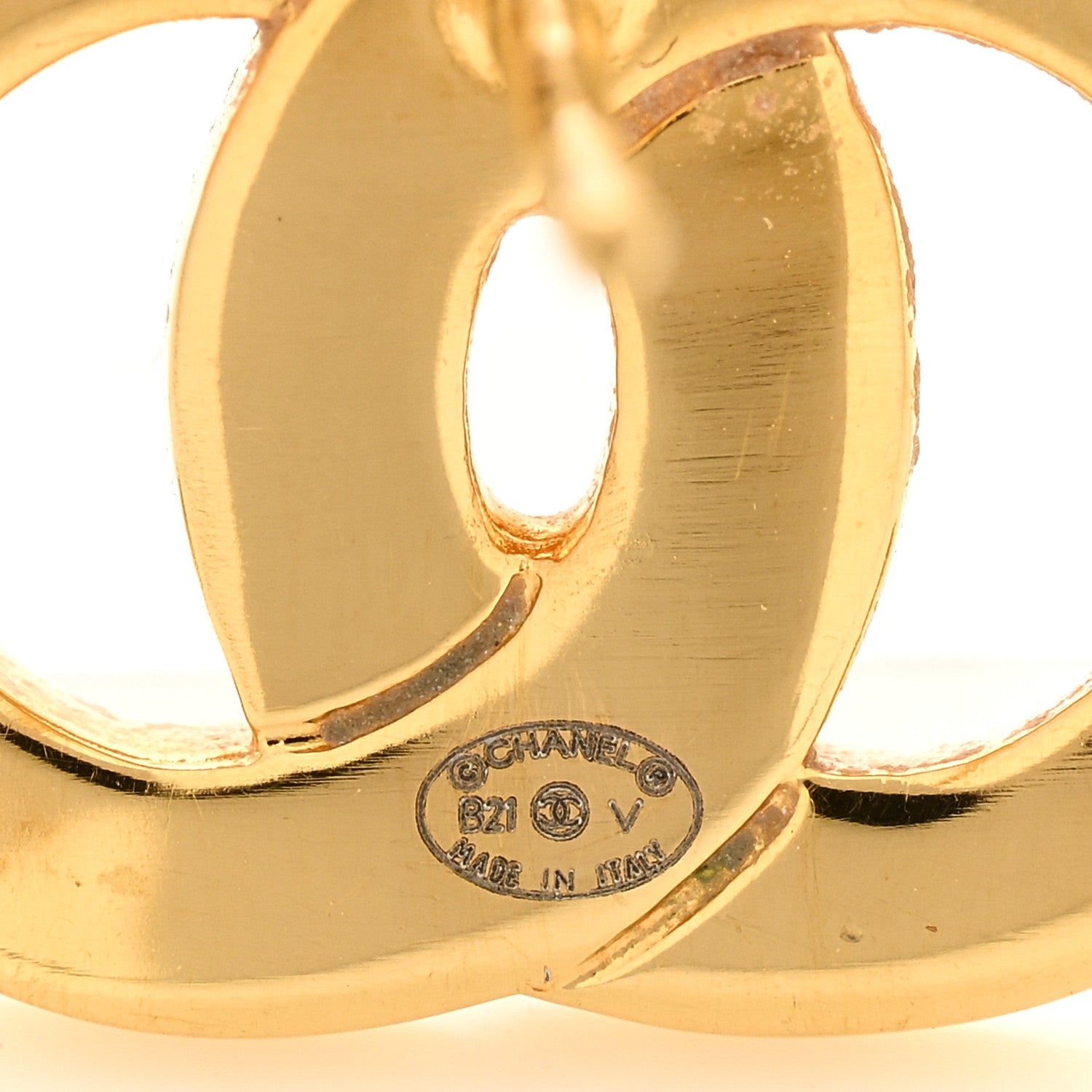 Chanel Metal CC Paris Button Stud Earrings Gold 4 of 4
