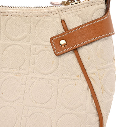 Salvatore Ferragamo Calfskin Gancini Embossed Shoulder Bag Off White 11 of 12