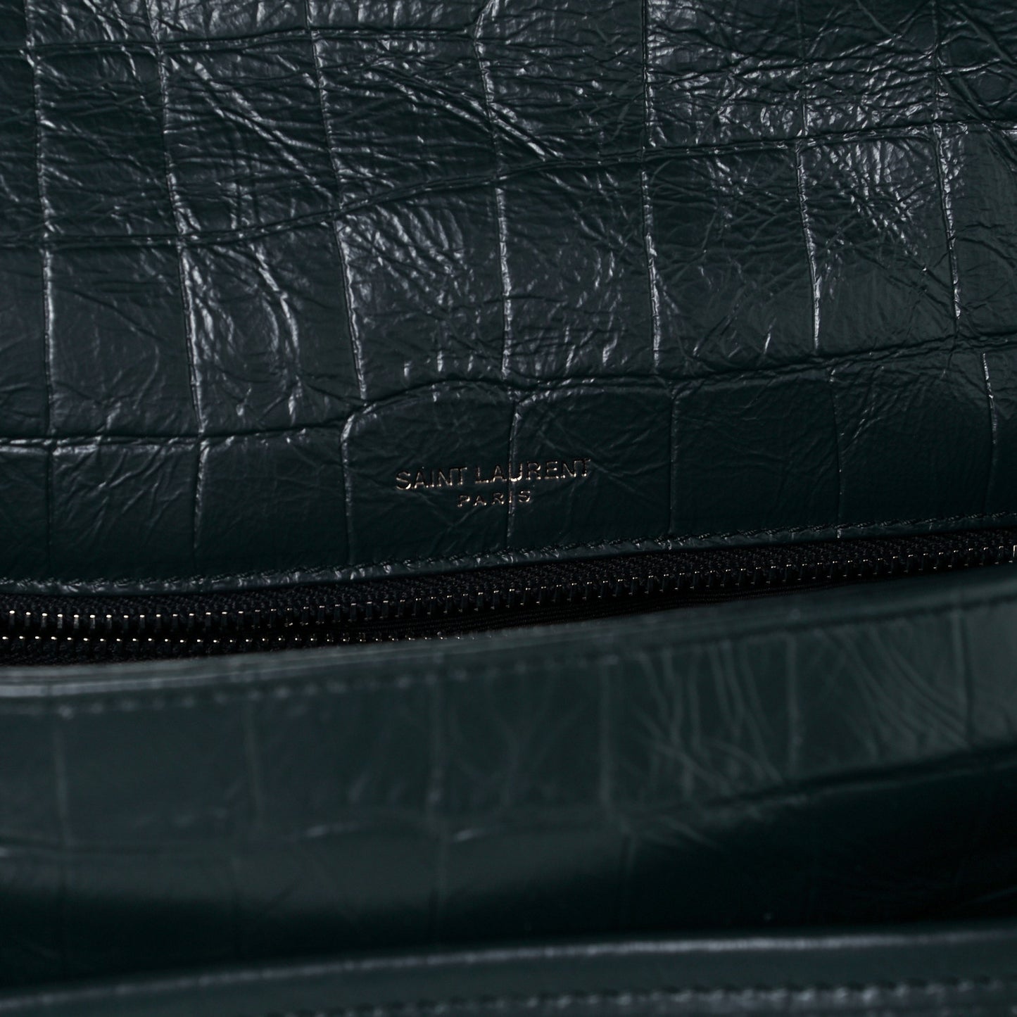 Crocodile Embossed Calfskin Monogram Medium Niki Chain Satchel Algea