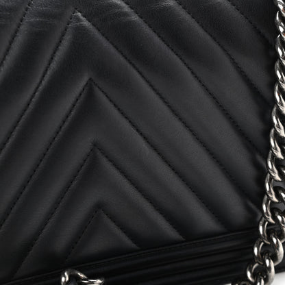 Chanel Calfskin Chevron Quilted Medium Boy Flap Black 14 of 19