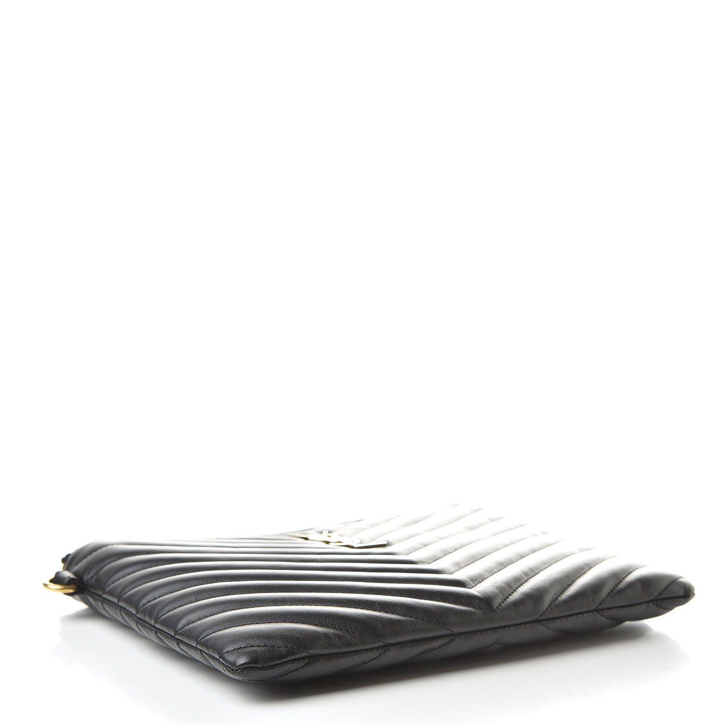 Calfskin Matelasse Chevron Monogram A5 Wristlet Black