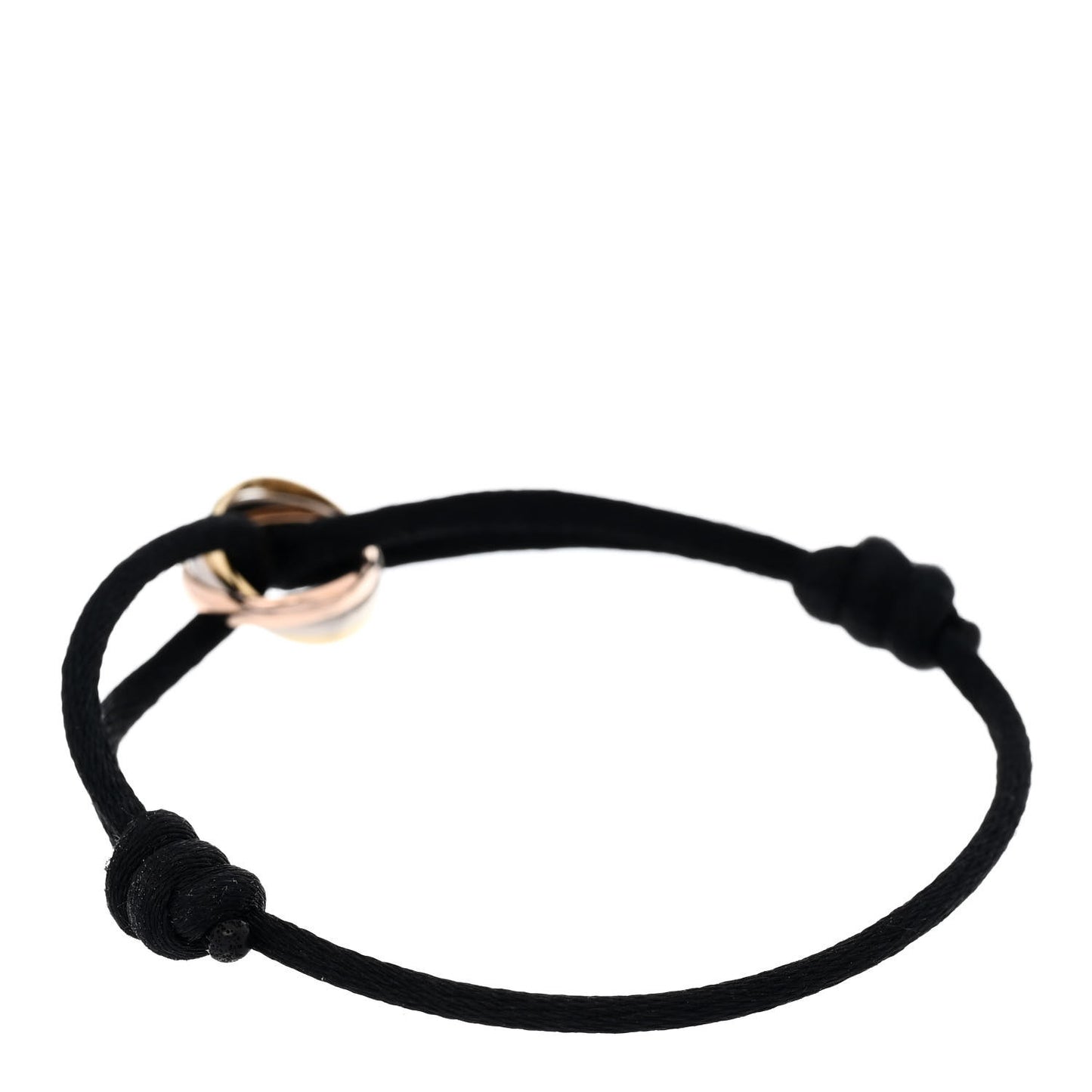 18K Pink Yellow White Gold Trinity Adjustable Cord Bracelet Black