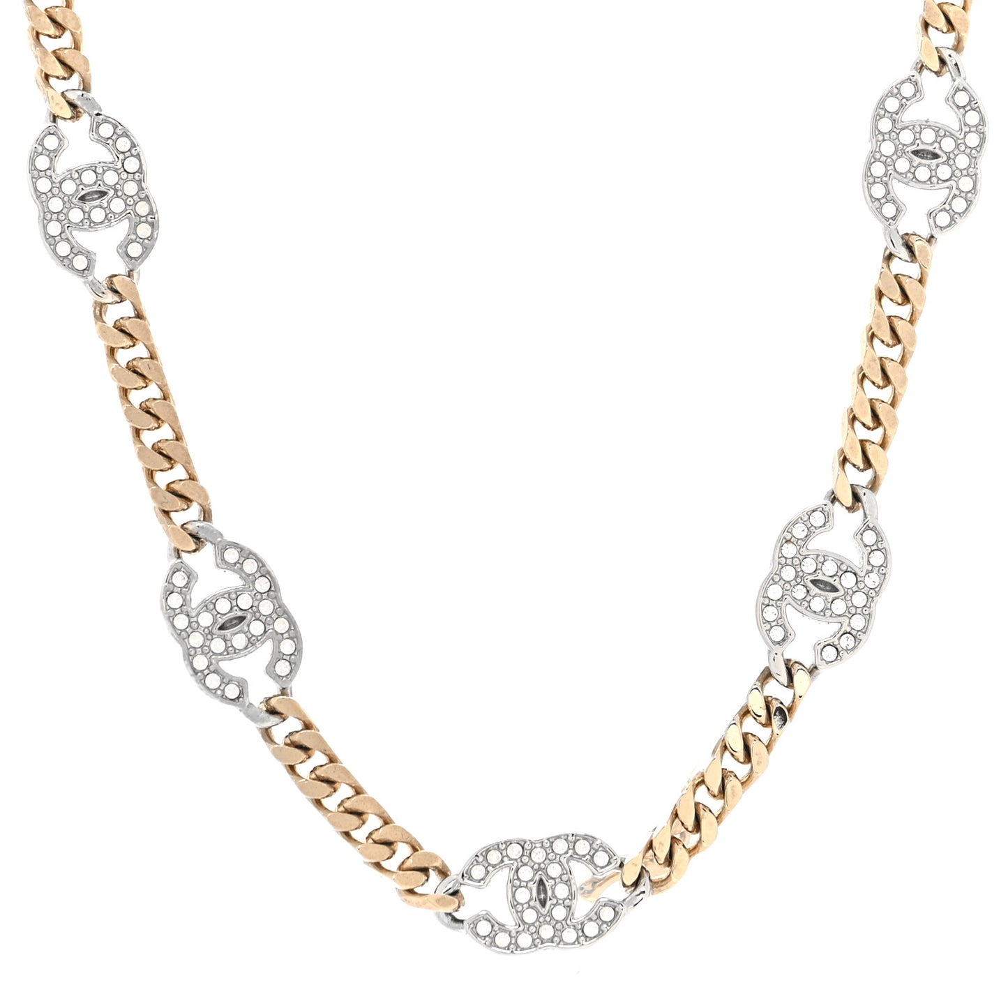 Crystal Chain CC Link Choker Gold Silver