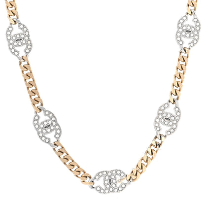 Chanel Crystal Chain CC Link Choker Gold Silver 1 of 5
