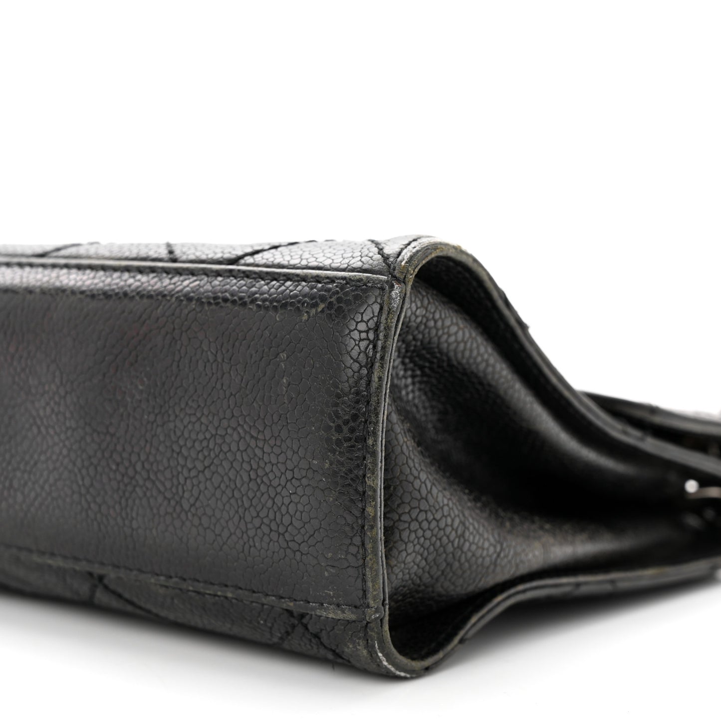 Crumpled Grained Calfskin Medium CC Crave Flap Black