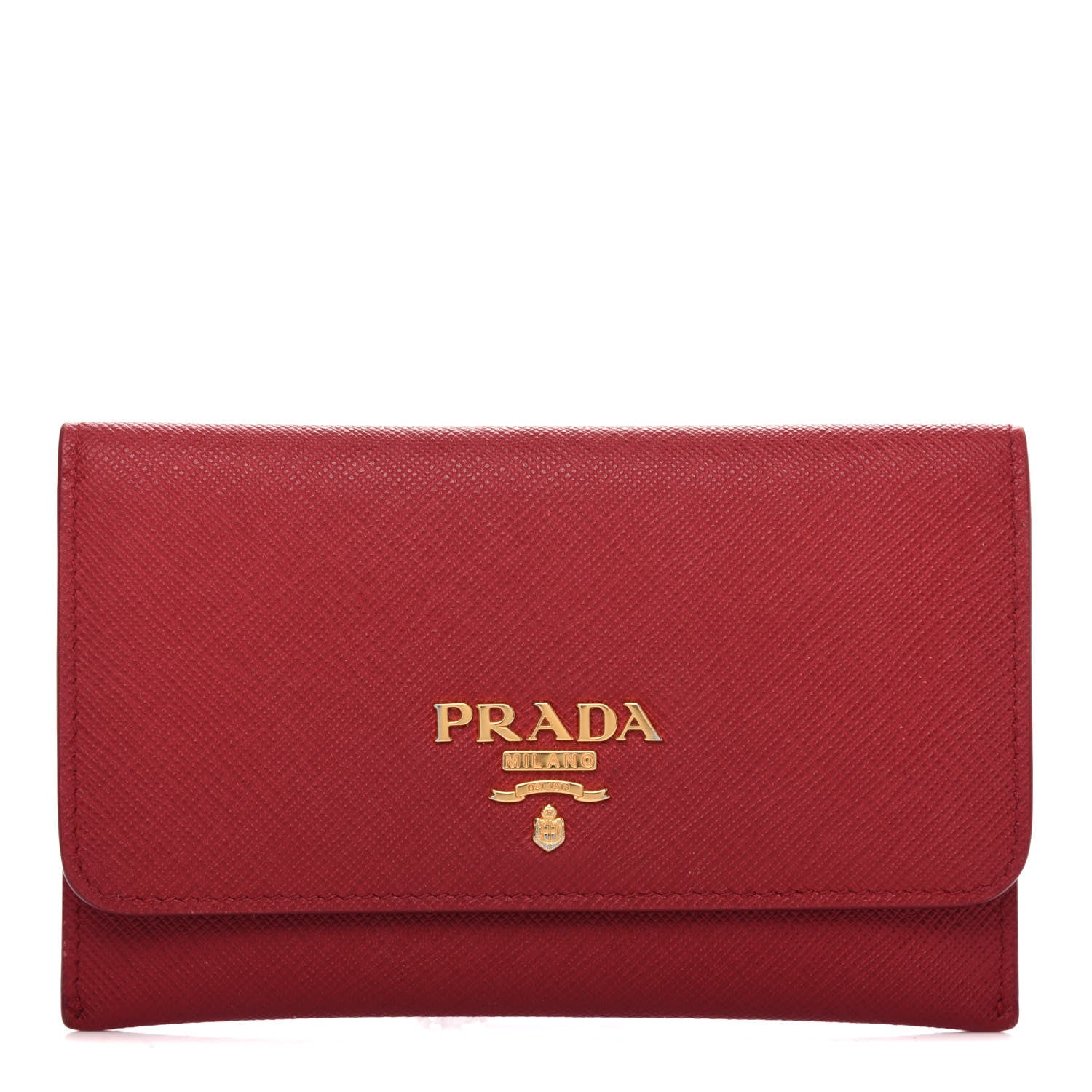 Prada Saffiano Metal Flap Wallet Fuoco 1 of 9