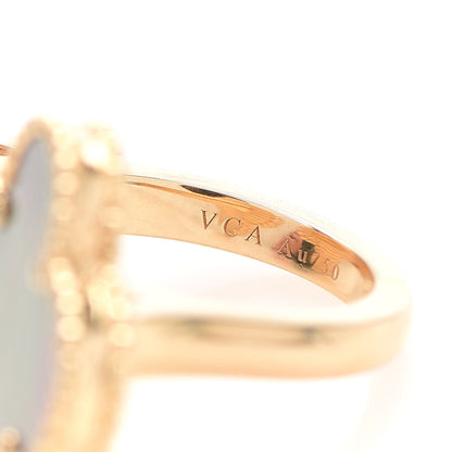 Van Cleef & Arpels 18K Yellow Gold Grey Mother of Pearl Black Onyx Magic Alhambra Between the Finger Ring 54 6.75 4 of 6