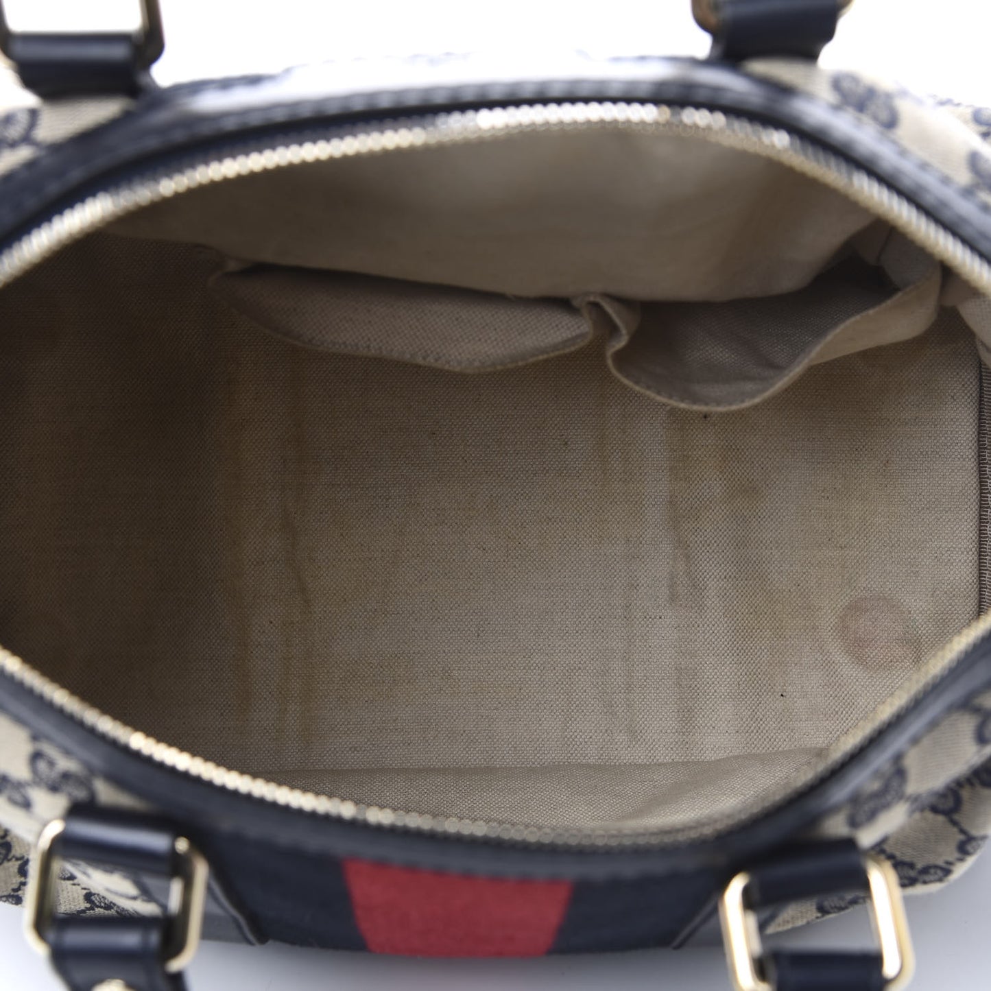 Monogram Selleria Calfskin Vintage Web Medium Boston Beige Blue