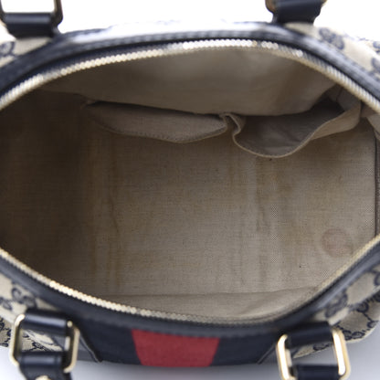 Gucci Monogram Selleria Calfskin Vintage Web Medium Boston Beige Blue 5 of 11