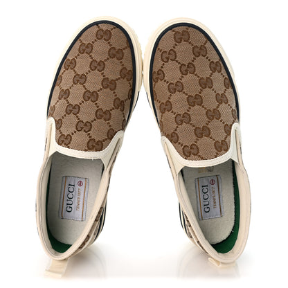 Gucci GG Monogram Womens 1977 Tennis Slip On 30mm Sneakers 35.5 Beige Ebony Mystic White 2 of 10