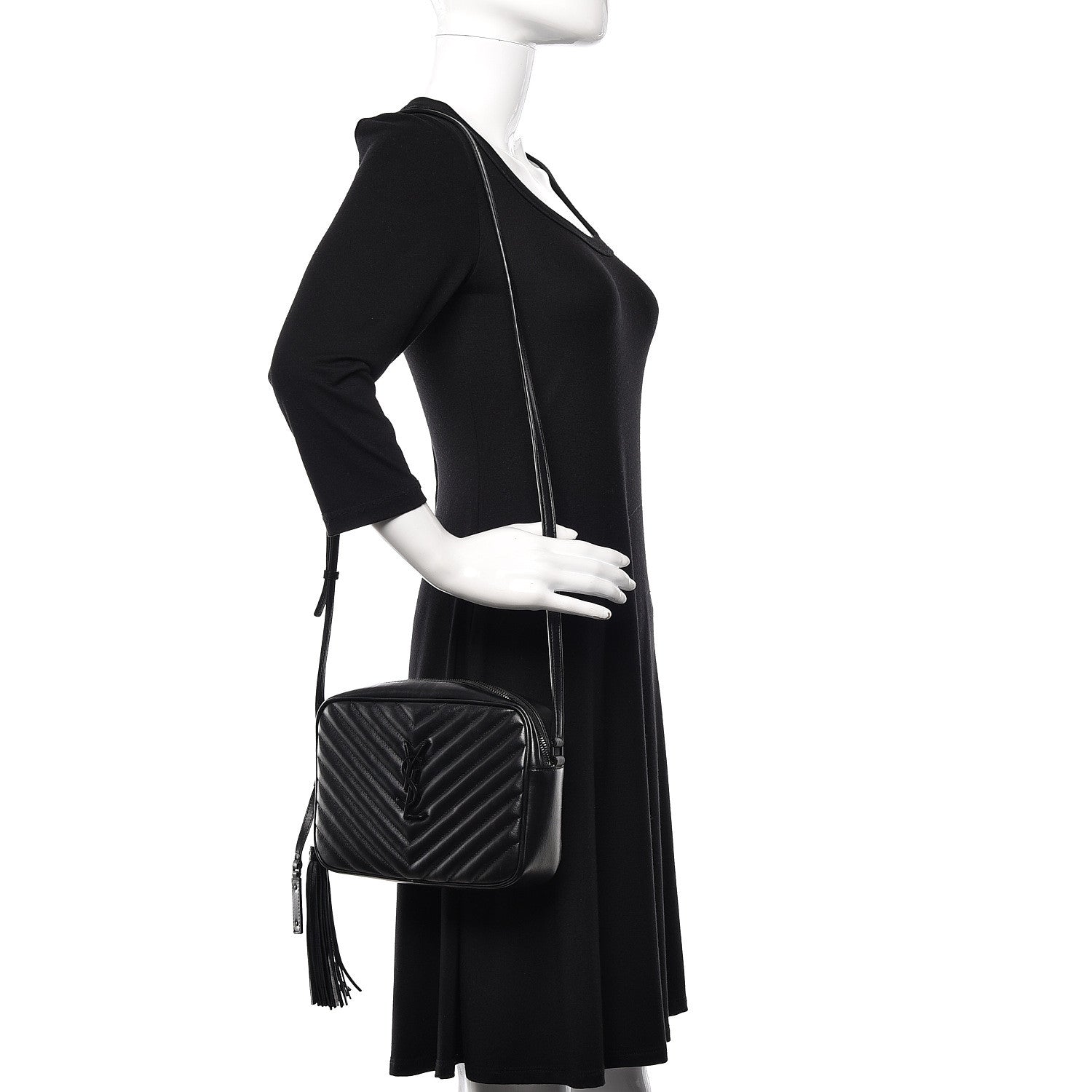Saint Laurent Calfskin Matelasse Monogram Lou Camera Bag Black 2 of 11