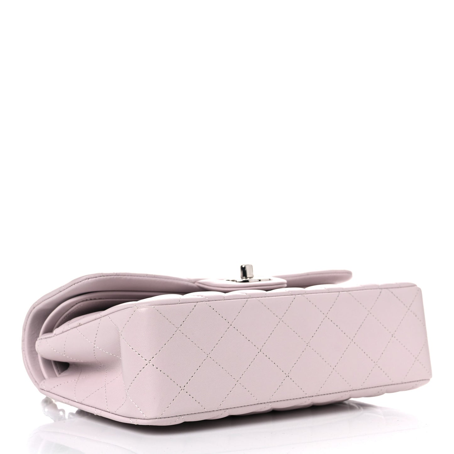 Lambskin Quilted Small Double Flap Light Purple