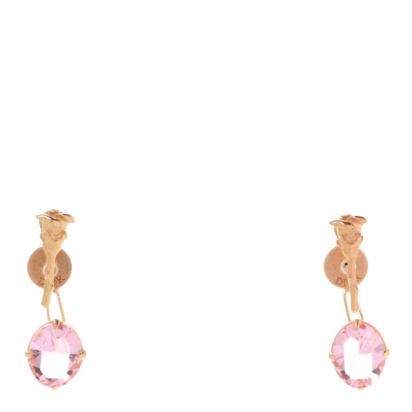 Metal Crystal Dior Dream Drop Earrings Gold Pink