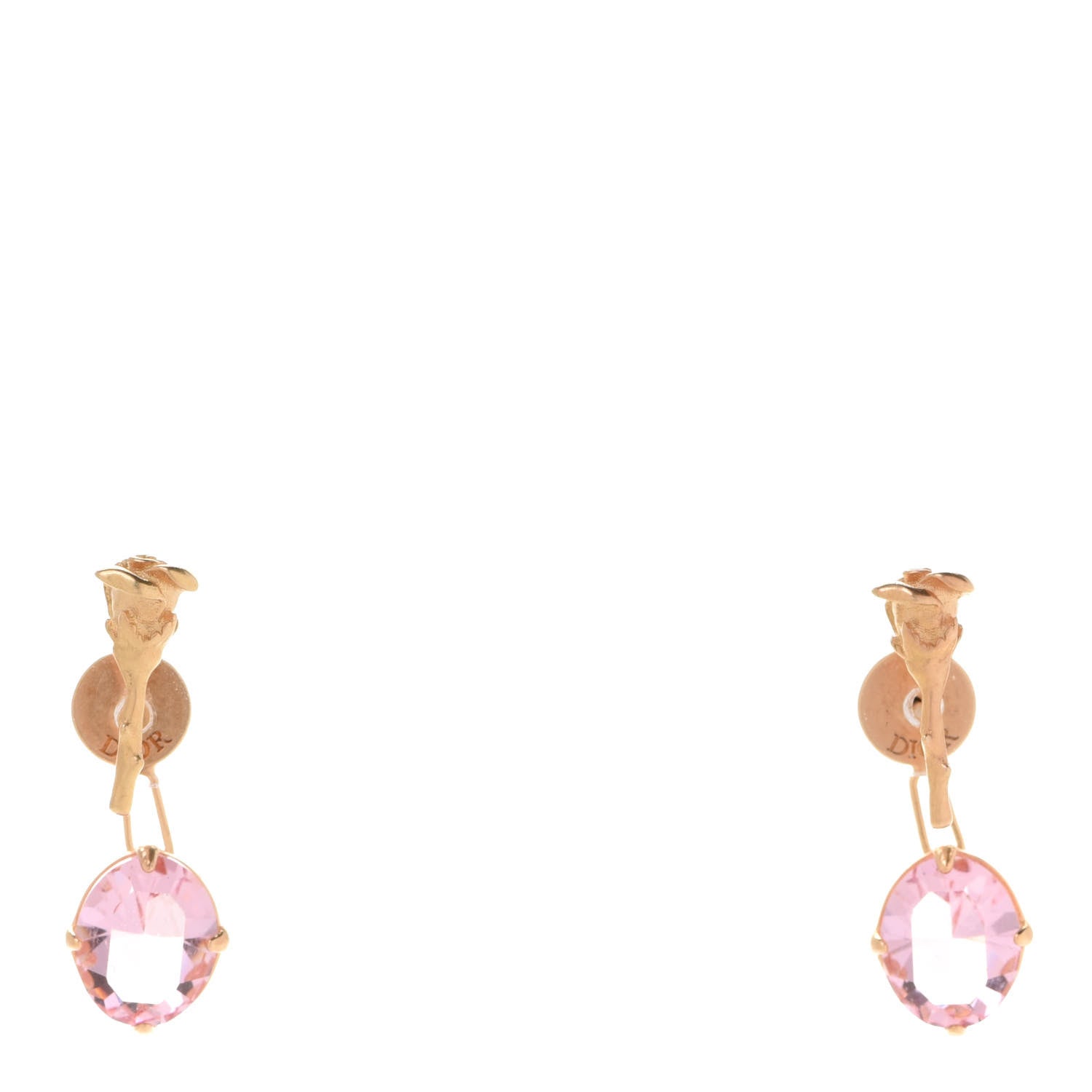 Christian Dior Metal Crystal Dior Dream Drop Earrings Gold Pink 1 of 4