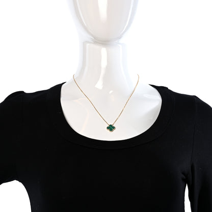 Van Cleef & Arpels 18K Yellow Gold Malachite Vintage Alhambra Pendant Necklace 2 of 5